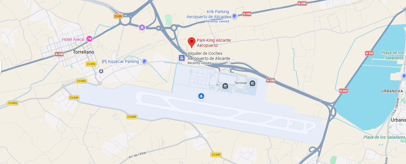 Alicante Airport parking map - Park-King Alicante