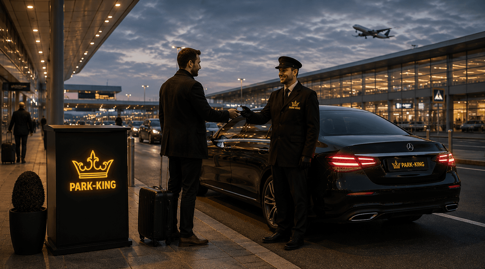 Servicio valet meet and greet con conductor profesional en la terminal del aeropuerto